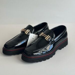 Men's Size 7.5 La Milano Black Formal Shoes Hanno II Moc Toe Chunky Bit Loafers